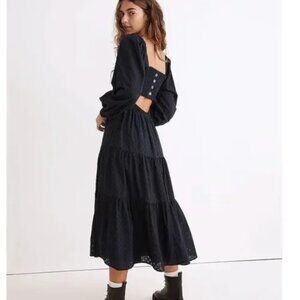 Madewell Lucie Cutout Back Midi Dress Small Indigo Navy Small